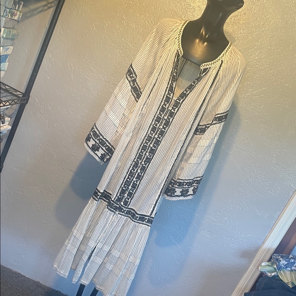 Free People Black and White Long Sleeve Dress